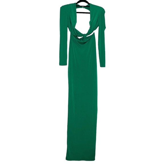 Nookie NWT Emerald Green Long Sleeve Cutout Jewel Gown - Small - Picture 3 of 11